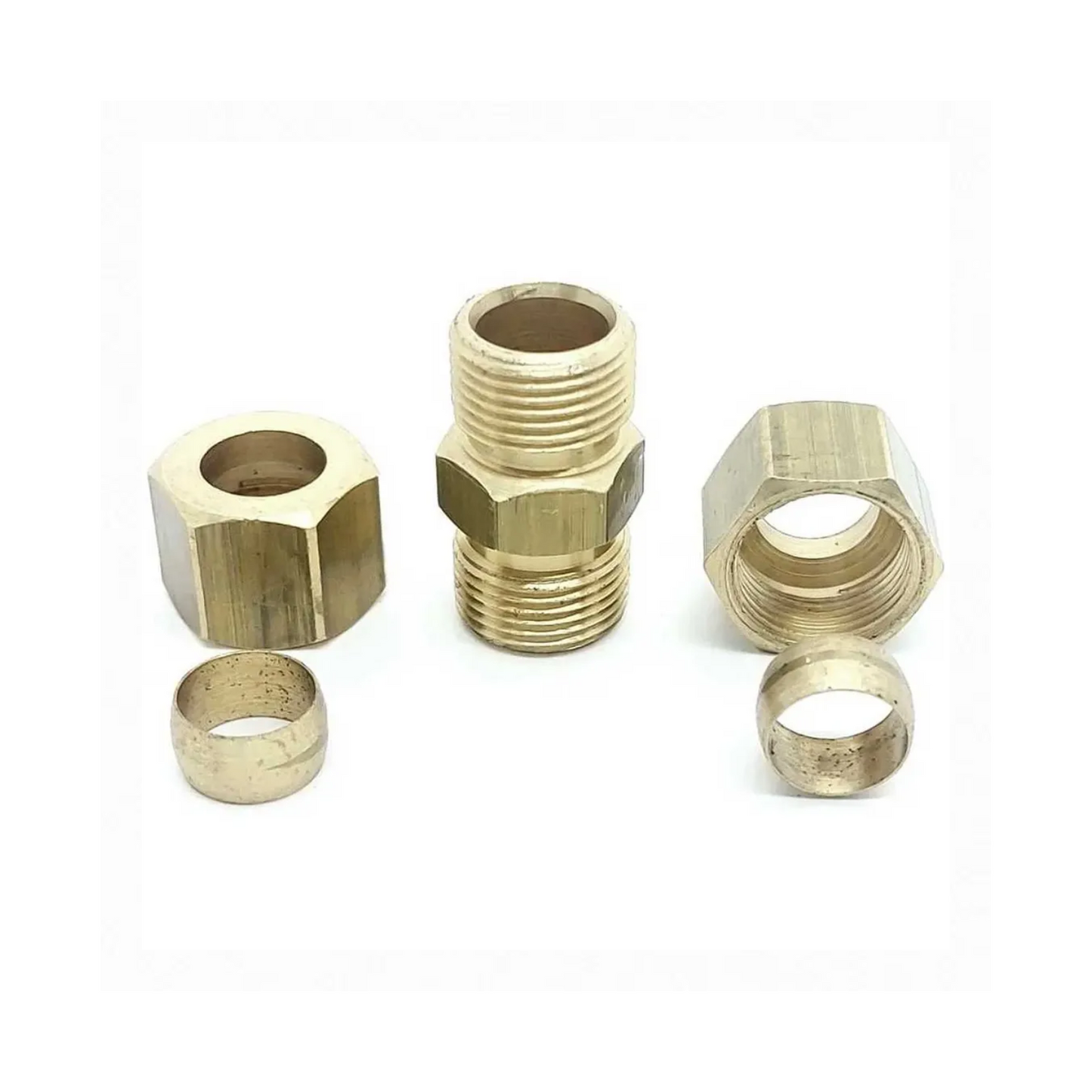 Emenda união latão porca e anilha 12mm