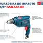 FURADEIRA IMPACTO GSB 450RE 3/8 (450W) C/ 3 BROCAS  127V E 220V