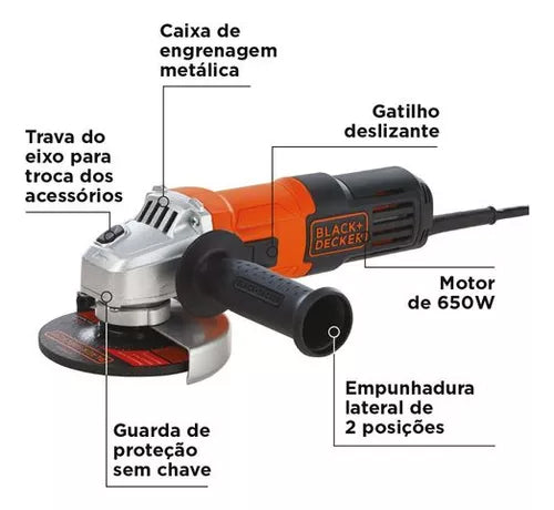 ESMERILHADEIRA ANGULAR BLACK AND DECKER 4 .1/2 650W (127V E 220V)