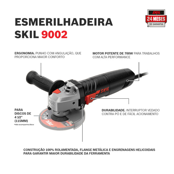 ESMERILHADEIRA SKIL 4 1/2 9002 700W 127V E 220V