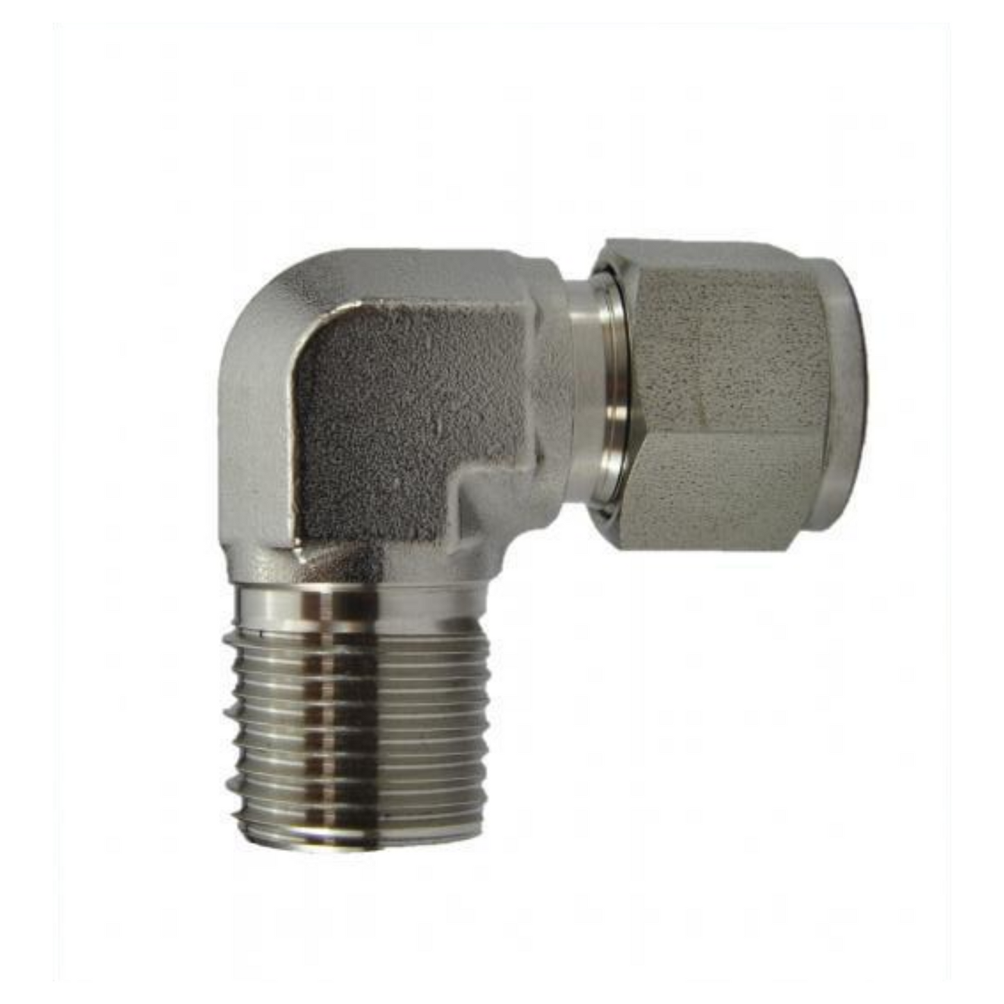 Conector cotovelo macho inox 316 dupla anilha 3/8 OD X 1/8 NPT